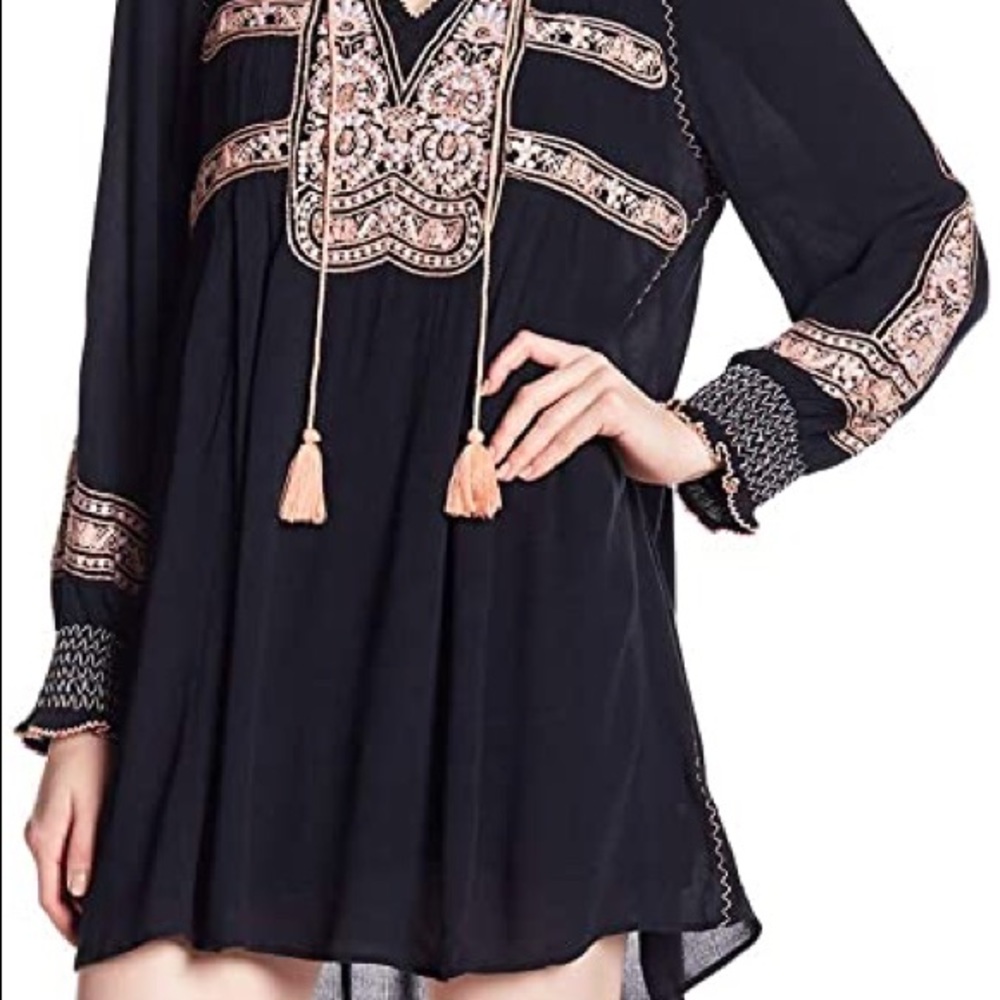 Free People  Wind Willow Embroidered V-Neck dress S